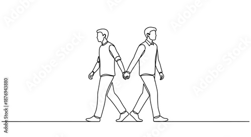 Two Men Holding Hands While Walking.