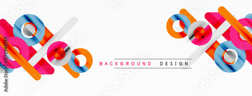Abstract colorful lines, shapes create modern background. Minimalist design with text element, simple composition.