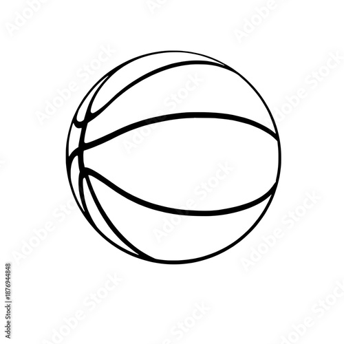 Simple illustration of a basketball with classic black lines on a white background