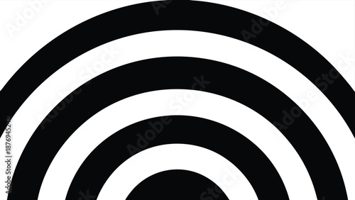 Black and White Abstract Rainbow Arc Pattern on White Background circle