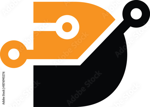 Letter D technology logo design