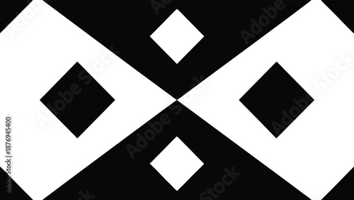 Black and White Geometric Pattern with Interlocking Diamonds and Squares abstract