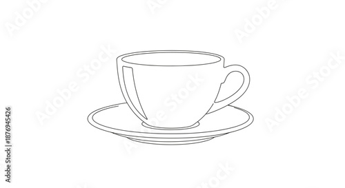 Simple Line Drawing of a Teacup.