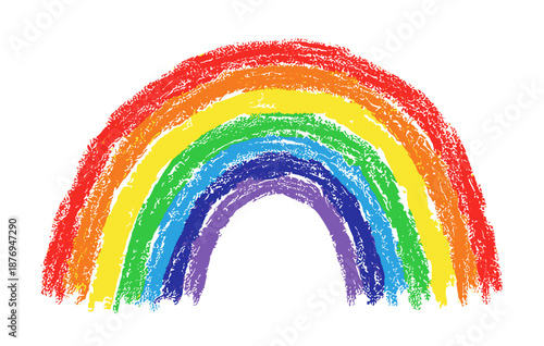 Crayon-style rainbow arch with classic seven colors