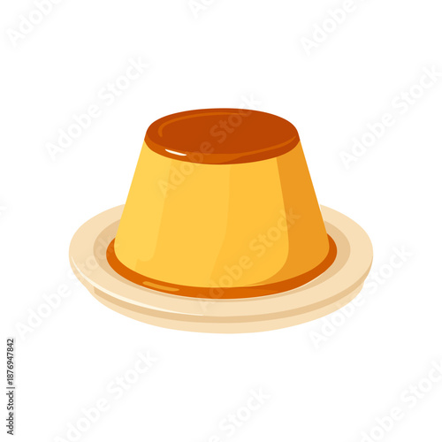 Caramel Pudding icon logo flat vector design