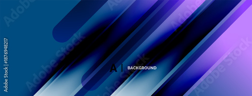 Abstract gradients, flowing shapes, dynamic composition. Blue, purple hues create modern digital backdrop. Text reads AI BACKGROUND.