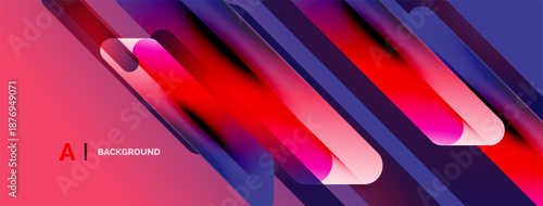 Abstract vibrant design. Diagonal stripes create dynamic visual effect. Pink, purple, blue hues dominate composition. Modern aesthetic.