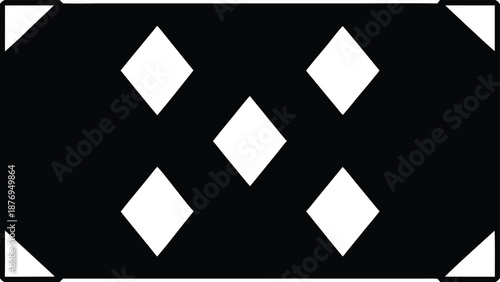 Black Rectangular Shape with White Diamond Patterns and Corner Accents vector illustration