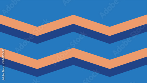 Blue and Peach Zigzag Pattern Seamless Geometric Background vector illustration