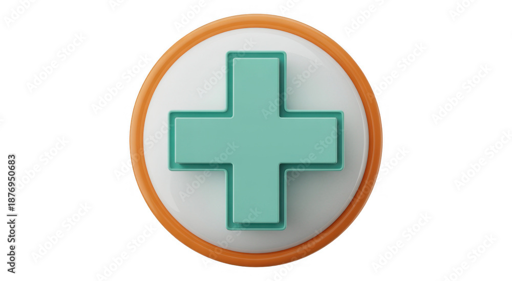 Fototapeta premium Green medical cross on white and orange background isolated on a transparent background