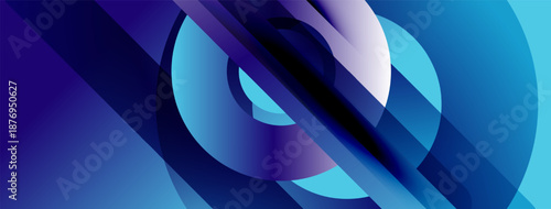 Abstract composition featuring flowing blue shapes. Overlapping layers create depth, suggesting movement, energy, modern design.