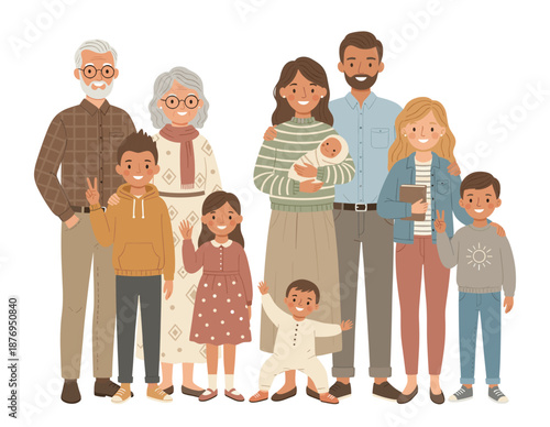 Large extended family posing together for a photo