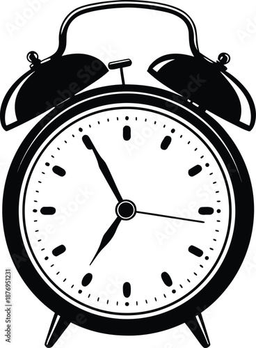 digital illustration of a classic black alarm clock