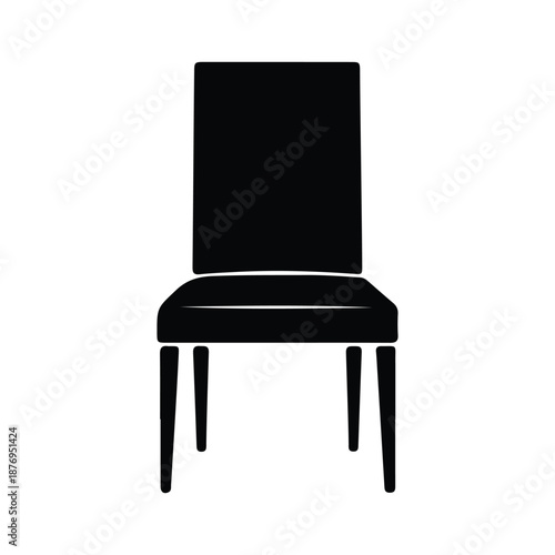 Minimalist High Back Dining Chair Vector Illustration, Furniture Icon