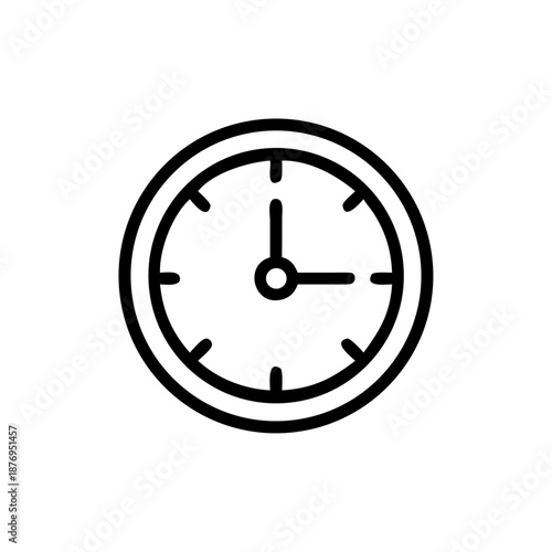 Vector clock and alarm clock icon on round button