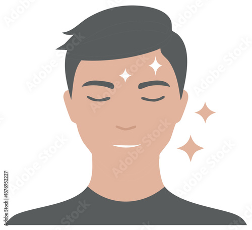 Man With Smooth Skin and Sparkles Showing Healthy Complexion and Well Being