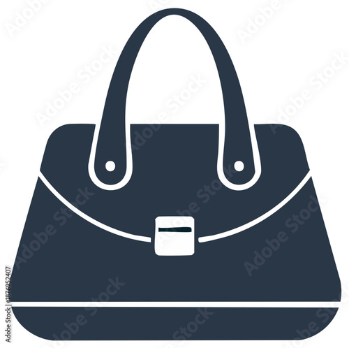 Elegant Blue Handbag Vector Illustration Featuring a Classic Design and White Accents for Travel or Daily Use