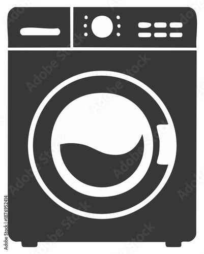 Front-loading Washing Machine Graphic Design Element, Laundromat Equipment, Cleaning Appliance for Home, Clean Clothes, Housework