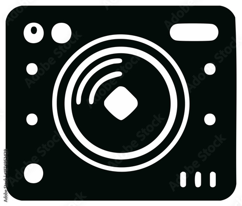 Modern disc jockey turntable controller icon for electronic music production and audio mixing