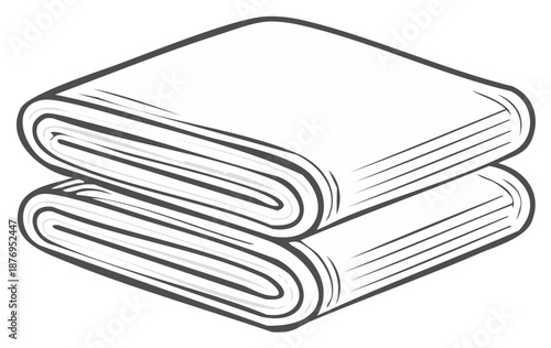 Minimalist line art illustration of two perfectly folded fabrics stacked neatly