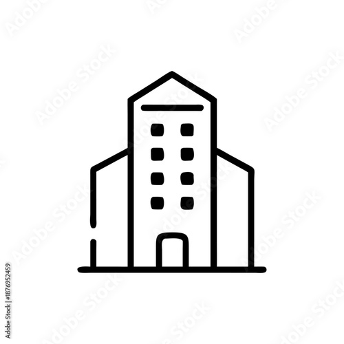 Sketch and vector illustration of a modern house and building icon