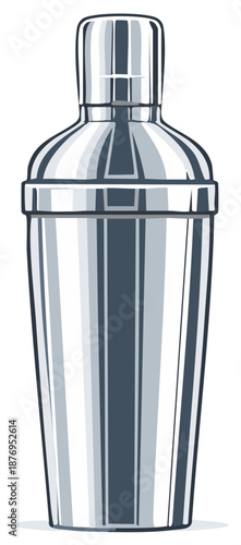 Classic Cocktail Shaker Illustration Metal Drink Mixer Equipment