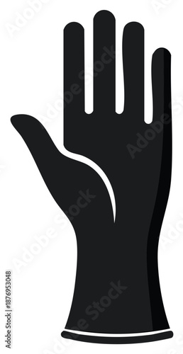Black rubber protective glove icon vector illustration for medical safety and hygiene