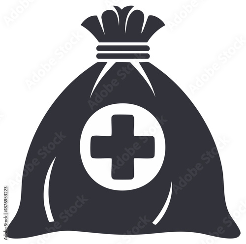 Emergency medical kit bag with cross symbol first aid equipment and supplies