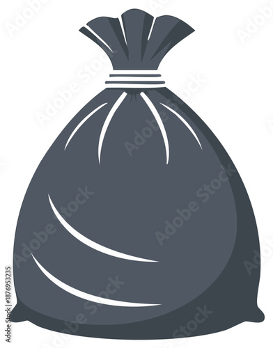 Graphic illustration of a tightly bound sack or package in monochrome shades