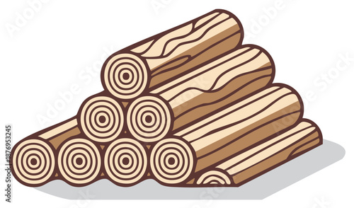 Stack of Cut Firewood Logs Vector Illustration