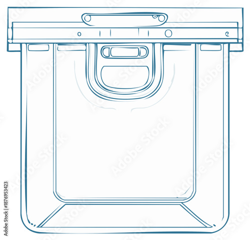 Outline Sketch of a Modern Pet Carrier Crate Design for Cats or Small Dogs Portraying a Comfortable Travel Space