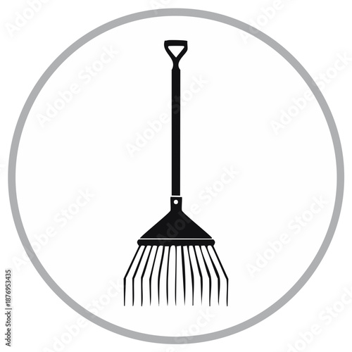 Garden Rake Tool Icon Vector for Gardening and Yard Work