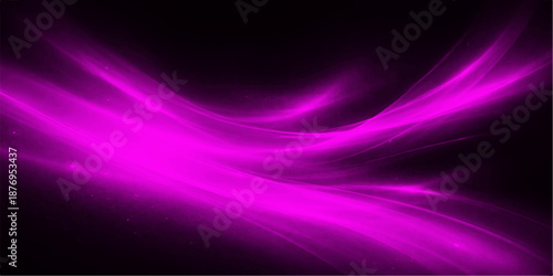 Abstract purple background with glowing pink and blue flowing lines creates a vibrant energy wave pattern and a dynamic motion texture in this artistic vector illustration design