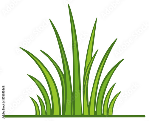 Abstract illustration of green grass blades with a clean simple design