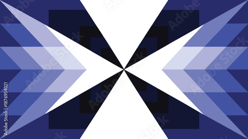 Geometric abstract pattern with blue and white gradients and sharp angles background