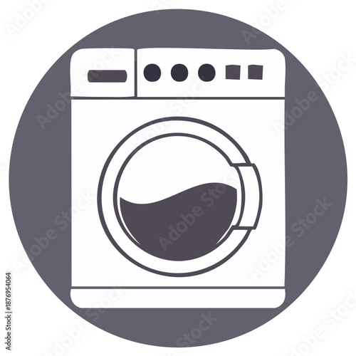 Washing machine icon laundry appliance home equipment on gray circle