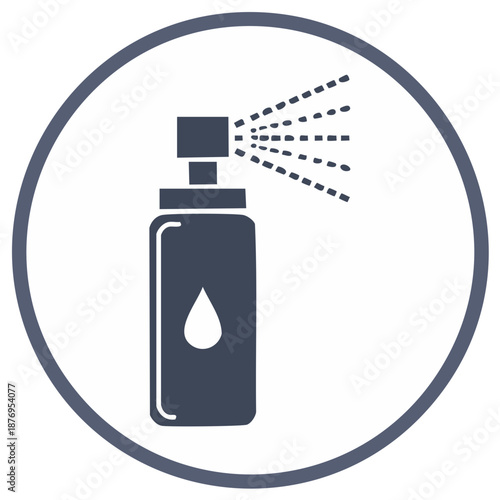 Icon Illustration of a Spray Bottle with Liquid Droplets for Sanitizing Surfaces