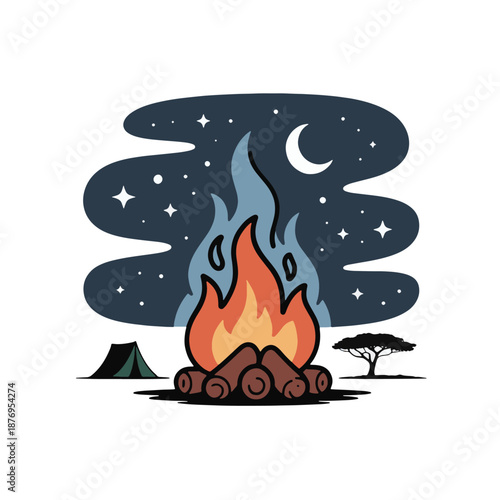 Campfire under African Sky