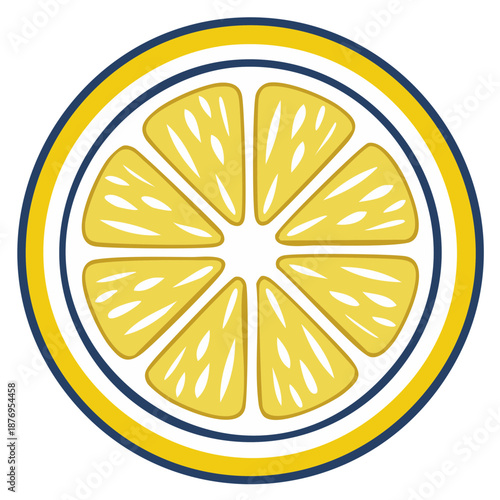 Stylized Lemon Slice Icon with Blue and Yellow Ring