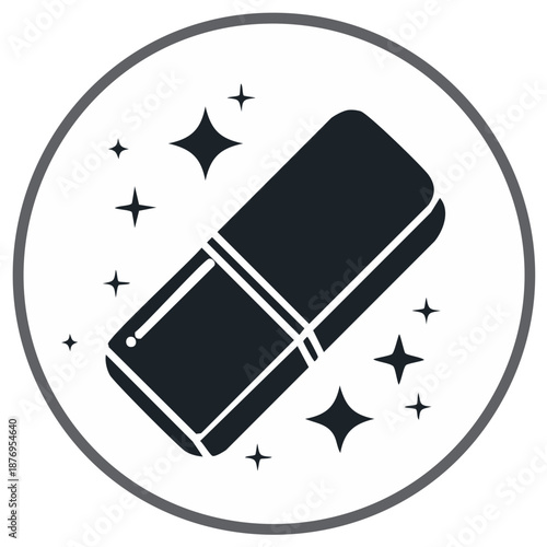 Vector Icon of Cleaning Sponge Surrounded by Stars in a Circle