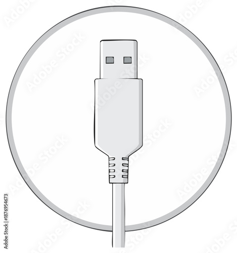 USB Cable Connector Icon Symbol for Connecting Transferring Data Communication