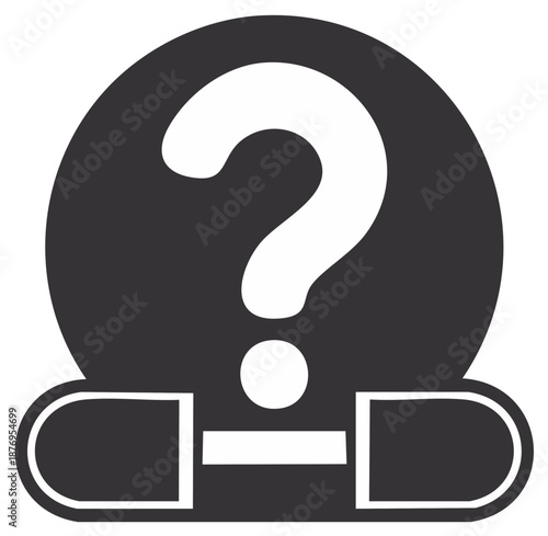 Monochrome icon of a question mark over a split pill representing medical uncertainty and healthcare questions