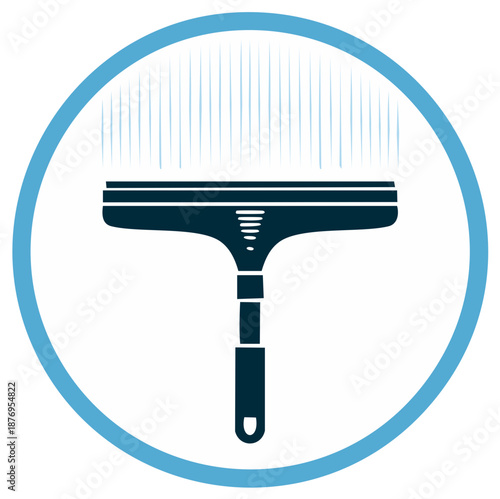 Squeegee icon with water streaks, cleaning tool, cleaning equipment, window cleaning, glass washing, hygiene icon
