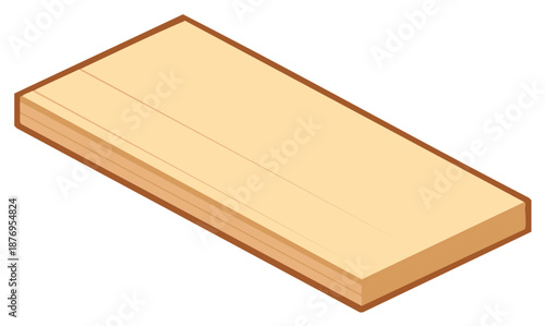 Isometric Illustration of a Wooden Board, Lumber Plank, Flat Vector Style, Woodworking Supply