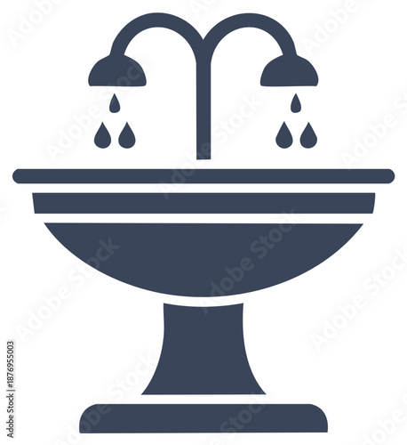 Dark Fountain Glyph Icon Water Feature Decorative Element
