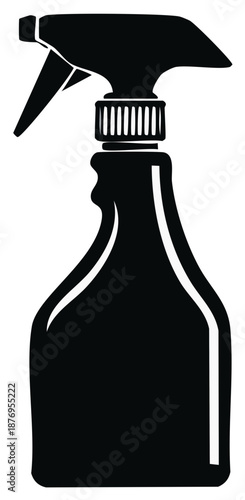 Black Cleaning Spray Bottle, Liquid Dispenser, Blank Container