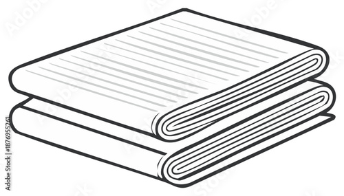 Stack of two neatly folded clean fabric items or household textiles monochrome graphic