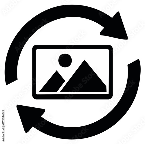 Refresh image icon with circular arrows symbolizing reload update photo gallery or digital media change