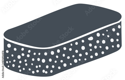 Dark Gray Rectangular Kitchen Sponge with Rounded Edges and White Pores