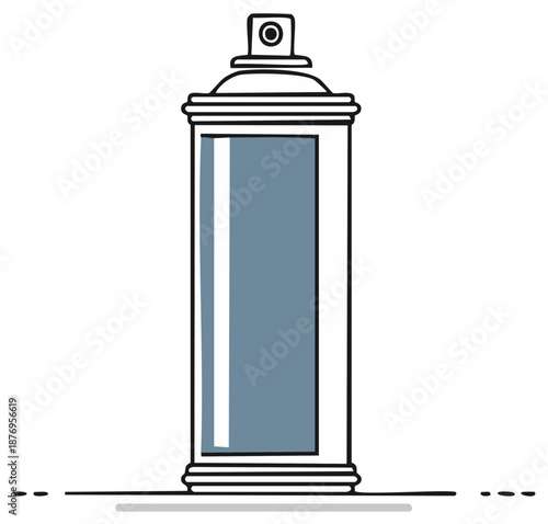 Isolated Grey Spray Can Illustration: Aerosol Container for Painting and Coating, Line Art